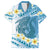 Blue Hawaii Shark Tattoo Family Matching Summer Maxi Dress and Hawaiian Shirt Frangipani With Polynesian Pastel Version