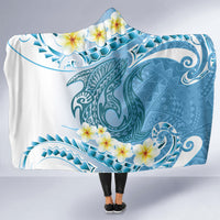 Blue Hawaii Shark Tattoo Hooded Blanket Frangipani With Polynesian Pastel Version LT14 - Polynesian Pride