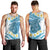 Blue Hawaii Shark Tattoo Men Tank Top Frangipani With Polynesian Pastel Version