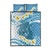 Blue Hawaii Shark Tattoo Quilt Bed Set Frangipani With Polynesian Pastel Version