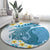 Blue Hawaii Shark Tattoo Round Carpet Frangipani With Polynesian Pastel Version