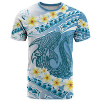 Blue Hawaii Shark Tattoo T Shirt Frangipani With Polynesian Pastel Version LT14 Blue - Polynesian Pride