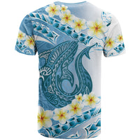 Blue Hawaii Shark Tattoo T Shirt Frangipani With Polynesian Pastel Version LT14 - Polynesian Pride