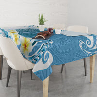 Blue Hawaii Shark Tattoo Tablecloth Frangipani With Polynesian Pastel Version LT14 - Polynesian Pride