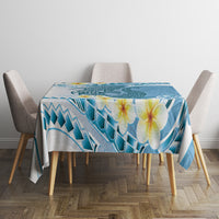 Blue Hawaii Shark Tattoo Tablecloth Frangipani With Polynesian Pastel Version LT14 - Polynesian Pride