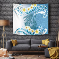 Blue Hawaii Shark Tattoo Tapestry Frangipani With Polynesian Pastel Version LT14 - Polynesian Pride