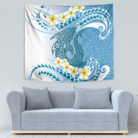 Blue Hawaii Shark Tattoo Tapestry Frangipani With Polynesian Pastel Version LT14 - Polynesian Pride