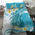 Turquoise Hawaii Shark Tattoo Bedding Set Frangipani With Polynesian Pastel Version