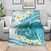 Turquoise Hawaii Shark Tattoo Blanket Frangipani With Polynesian Pastel Version LT14 - Polynesian Pride