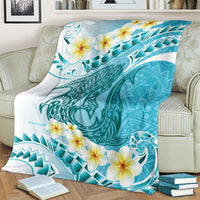 Turquoise Hawaii Shark Tattoo Blanket Frangipani With Polynesian Pastel Version LT14 - Polynesian Pride