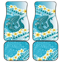 Turquoise Hawaii Shark Tattoo Car Mats Frangipani With Polynesian Pastel Version LT14 - Polynesian Pride