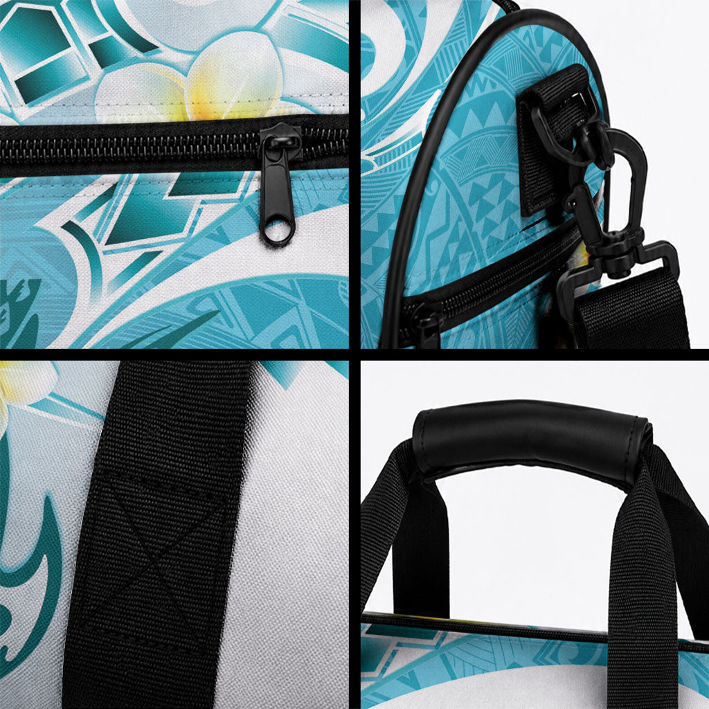 Turquoise Hawaii Shark Tattoo Duffle Bag Frangipani With Polynesian Pastel Version LT14 - Polynesian Pride