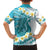 Turquoise Hawaii Shark Tattoo Family Matching Long Sleeve Bodycon Dress and Hawaiian Shirt Frangipani With Polynesian Pastel Version