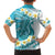 Turquoise Hawaii Shark Tattoo Family Matching Off Shoulder Short Dress and Hawaiian Shirt Frangipani With Polynesian Pastel Version