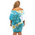 Turquoise Hawaii Shark Tattoo Family Matching Off Shoulder Short Dress and Hawaiian Shirt Frangipani With Polynesian Pastel Version