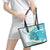 Turquoise Hawaii Shark Tattoo Leather Tote Bag Frangipani With Polynesian Pastel Version