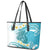 Turquoise Hawaii Shark Tattoo Leather Tote Bag Frangipani With Polynesian Pastel Version