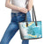 Turquoise Hawaii Shark Tattoo Leather Tote Bag Frangipani With Polynesian Pastel Version