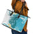 Turquoise Hawaii Shark Tattoo Leather Tote Bag Frangipani With Polynesian Pastel Version