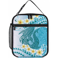 Turquoise Hawaii Shark Tattoo Lunch Bag Frangipani With Polynesian Pastel Version LT14 10.2 × 8.3 × 4.3 inch Turquoise - Polynesian Pride