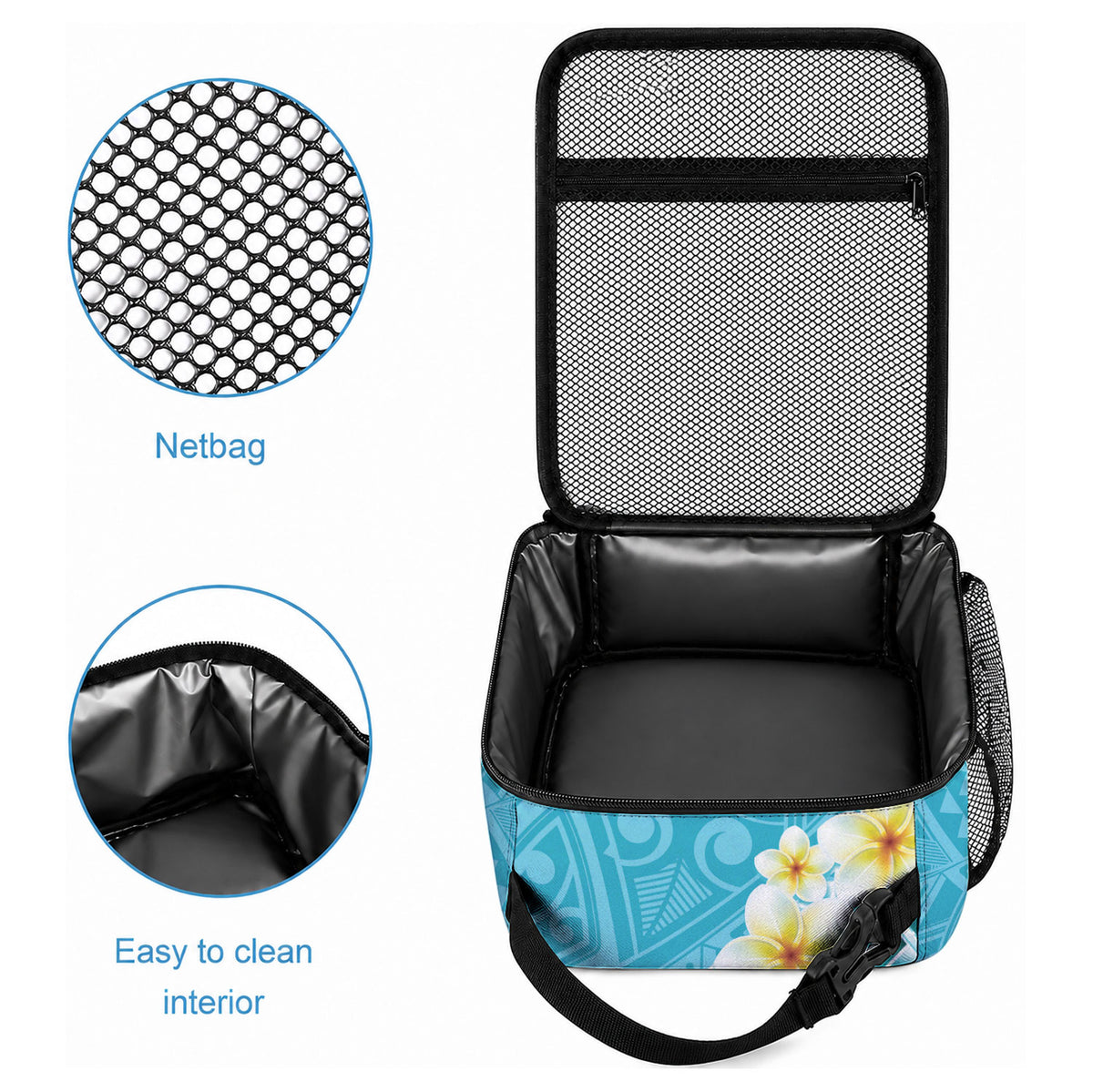Turquoise Hawaii Shark Tattoo Lunch Bag Frangipani With Polynesian Pastel Version LT14 - Polynesian Pride