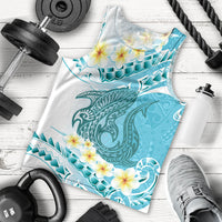Turquoise Hawaii Shark Tattoo Men Tank Top Frangipani With Polynesian Pastel Version LT14 - Polynesian Pride