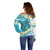 Turquoise Hawaii Shark Tattoo Off Shoulder Sweater Frangipani With Polynesian Pastel Version