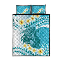 Turquoise Hawaii Shark Tattoo Quilt Bed Set Frangipani With Polynesian Pastel Version LT14 - Polynesian Pride