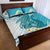 Turquoise Hawaii Shark Tattoo Quilt Bed Set Frangipani With Polynesian Pastel Version