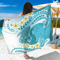 Turquoise Hawaii Shark Tattoo Sarong Frangipani With Polynesian Pastel Version LT14 One Size 44 x 66 inches Turquoise - Polynesian Pride
