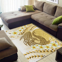 Gold Hawaii Shark Tattoo Area Rug Frangipani With Polynesian Pastel Version LT14 - Polynesian Pride