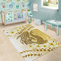 Gold Hawaii Shark Tattoo Area Rug Frangipani With Polynesian Pastel Version LT14 - Polynesian Pride