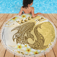 Gold Hawaii Shark Tattoo Beach Blanket Frangipani With Polynesian Pastel Version LT14 - Polynesian Pride