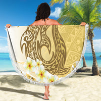 Gold Hawaii Shark Tattoo Beach Blanket Frangipani With Polynesian Pastel Version LT14 - Polynesian Pride