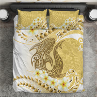 Gold Hawaii Shark Tattoo Bedding Set Frangipani With Polynesian Pastel Version LT14 Gold - Polynesian Pride