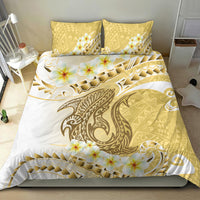 Gold Hawaii Shark Tattoo Bedding Set Frangipani With Polynesian Pastel Version LT14 - Polynesian Pride