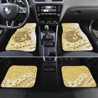 Gold Hawaii Shark Tattoo Car Mats Frangipani With Polynesian Pastel Version LT14 Set 4pcs Gold - Polynesian Pride