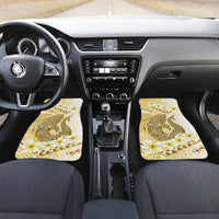 Gold Hawaii Shark Tattoo Car Mats Frangipani With Polynesian Pastel Version LT14 Set 2pcs - Front Gold - Polynesian Pride