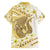 Gold Hawaii Shark Tattoo Family Matching Summer Maxi Dress and Hawaiian Shirt Frangipani With Polynesian Pastel Version