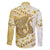 Gold Hawaii Shark Tattoo Family Matching Summer Maxi Dress and Hawaiian Shirt Frangipani With Polynesian Pastel Version