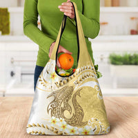 Gold Hawaii Shark Tattoo Grocery Bag Frangipani With Polynesian Pastel Version LT14 - Polynesian Pride
