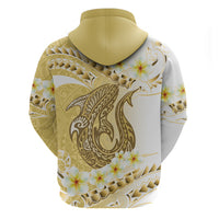 Gold Hawaii Shark Tattoo Hoodie Frangipani With Polynesian Pastel Version LT14 - Polynesian Pride