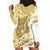 Gold Hawaii Shark Tattoo Hoodie Dress Frangipani With Polynesian Pastel Version