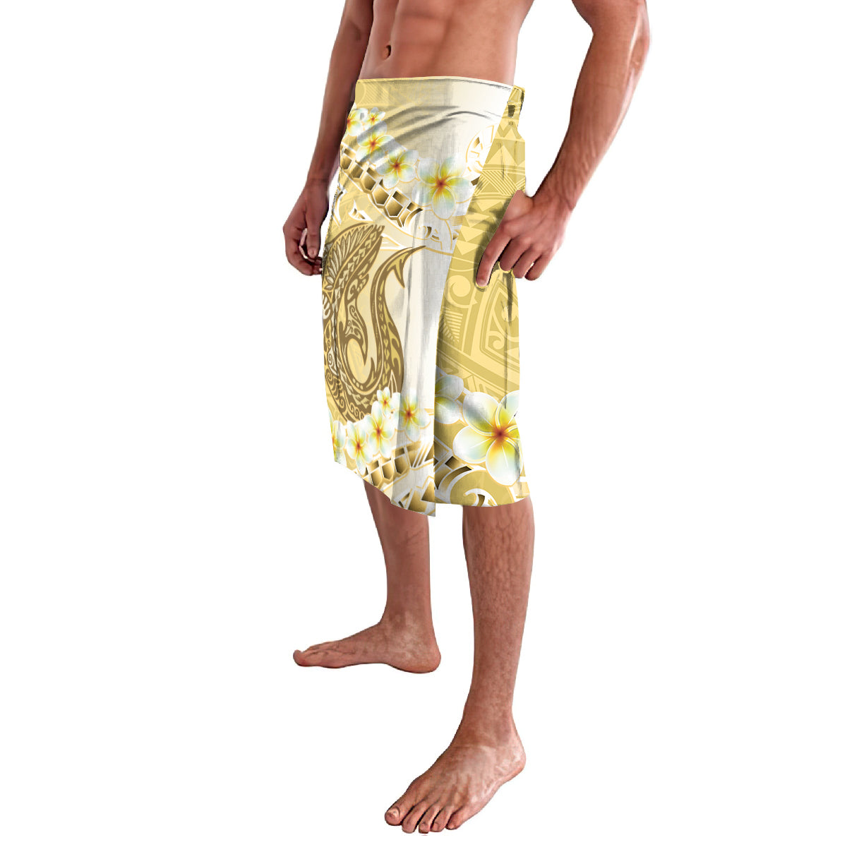 Gold Hawaii Shark Tattoo Lavalava Frangipani With Polynesian Pastel Version LT14 - Polynesian Pride
