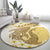 Gold Hawaii Shark Tattoo Round Carpet Frangipani With Polynesian Pastel Version