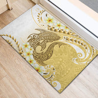 Gold Hawaii Shark Tattoo Rubber Doormat Frangipani With Polynesian Pastel Version LT14 - Polynesian Pride