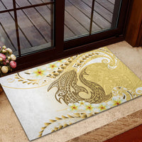 Gold Hawaii Shark Tattoo Rubber Doormat Frangipani With Polynesian Pastel Version LT14 - Polynesian Pride