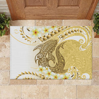 Gold Hawaii Shark Tattoo Rubber Doormat Frangipani With Polynesian Pastel Version LT14 - Polynesian Pride