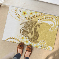 Gold Hawaii Shark Tattoo Rubber Doormat Frangipani With Polynesian Pastel Version LT14 - Polynesian Pride
