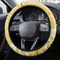 Gold Hawaii Shark Tattoo Steering Wheel Cover Frangipani With Polynesian Pastel Version LT14 - Polynesian Pride